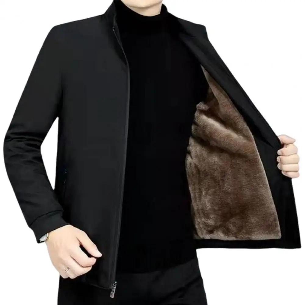 Men Zippered Velvet Jacket Men's Thick Plush Winter Jacket with Stand Collar Windproof Cold-resistant Father for Fall for Men
Men Zippered Velvet Jacket Men's Thick Plush Winter Jacket with Stand Collar Windproof Cold-resistant Father for Fall for Men