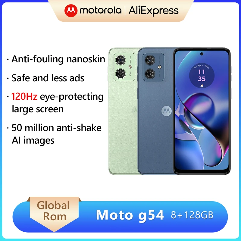 

Motorola MOTO G54 5G Smartphone Mediatek Dimensity 7020 Octa Core 8GB128GB 6.5'' 120Hz LCD Screen 50MP Camera 5000mAh Global Rom