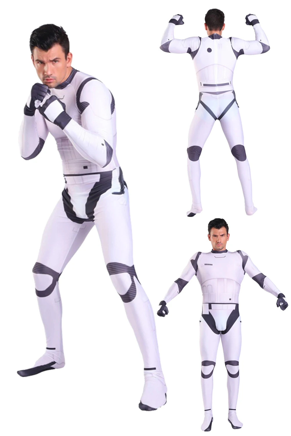 

White Trooper Cosplay Fantasy Jumpsuit Movie Space Battle Army Costume Halloween Carnival Roleplay Suit For Men Male Adult