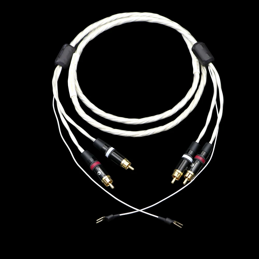 HIFI Audio 2 RCA Cable With Ground Wire 7N Copper Silver Plated LP Vinyl Tonearm Interconnect Amplifier Chassis Gold Plated Plug
HIFI Audio 2 RCA Cable With Ground Wire 7N Copper Silver Plated LP Vinyl Tonearm Interconnect Amplifier Chassis Gold Plated Plug