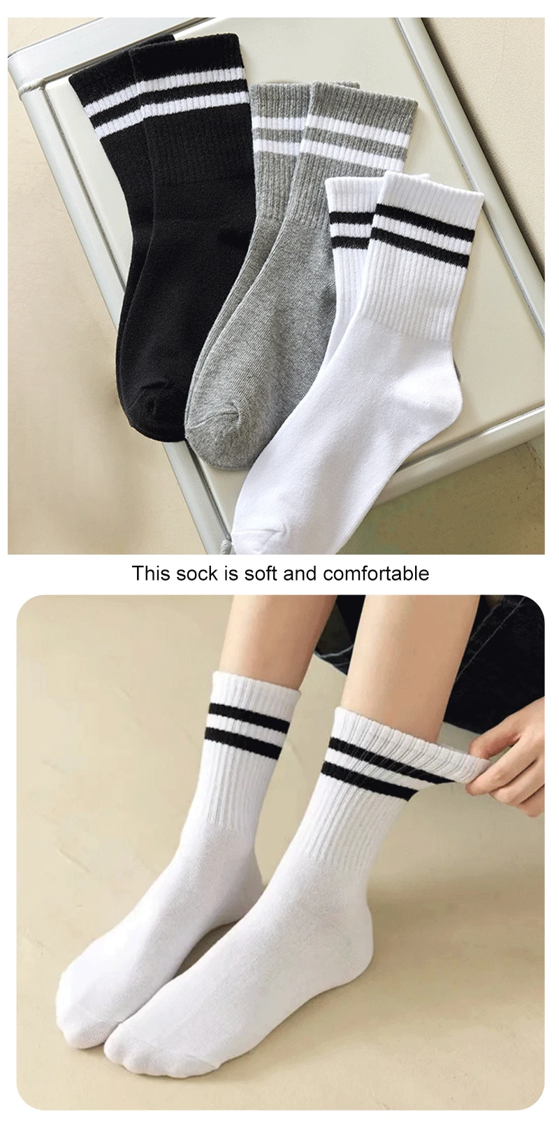 Chaussettes mi-longues respirantes pour femmes, confortables, absorbant la transpiration, sports, automne, hiver Chaussettes mi-longues respirantes pour femmes, confortables, absorbant la transpiration, sports, automne, hiver