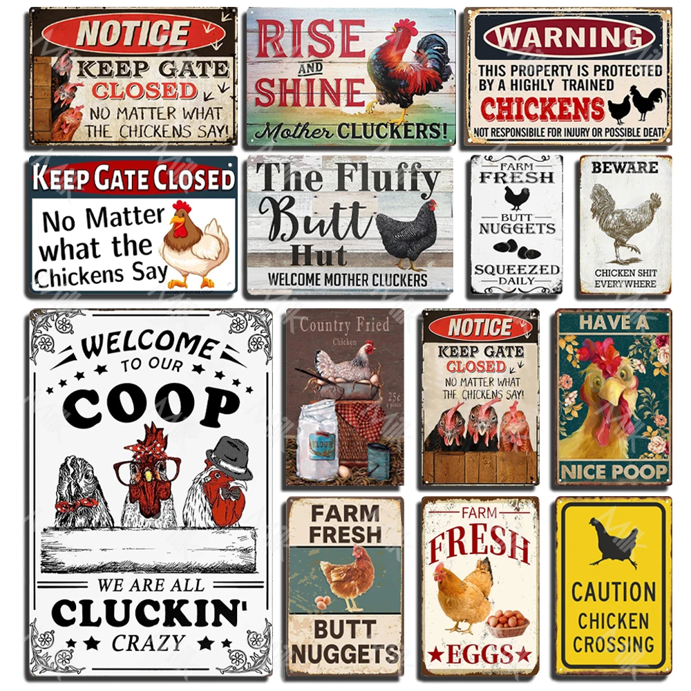 

Welcome to Our Coop We are All Cluckin Crazy Chicken Coop Decor Retro Metal Tin Sign Vintage Sign for Home Coffee Wall Decor