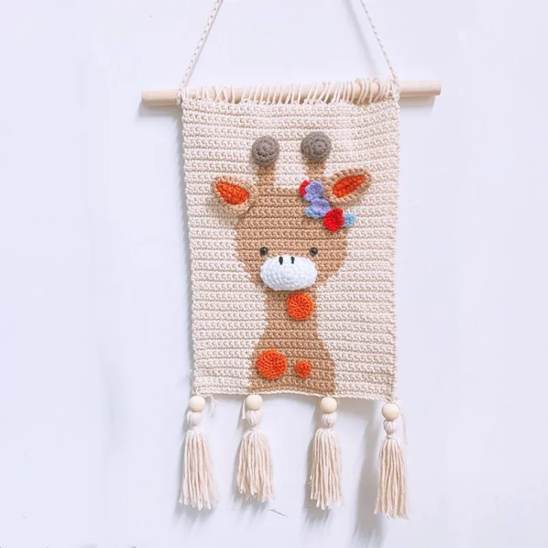 Handmade Giraffe Wall Tapestry - Kids Room Hook Weaving Art 8 S033cf0425f1b477b94ea89fb182dcdea0