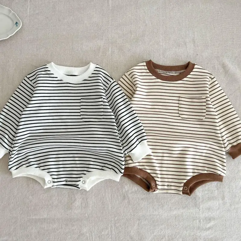 

2024 Baby Clothes Striped Romper Toddler Cotton Jumpsuits Outfits Clothes Newborns Infants Boys Girls Bodysuits 3 to 24 Month