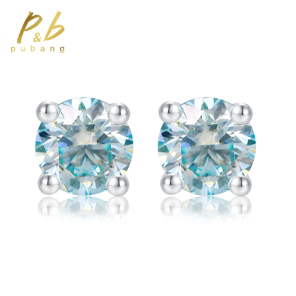 

PuBang Fine Jewelry 925 Sterling Silver 0.5CTx2PCS GRA Moissanite Diamond Anniversary Stud Earrings for Women Men Gift Wholesale