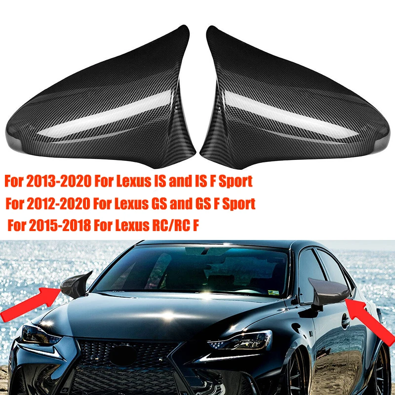

For LEXUS IS ES GS LS CT RC F-Sport 2014-2020 Car Rearview Side Mirror Cover Wing Cap Sticker Exterior Door Case Trim Carbon