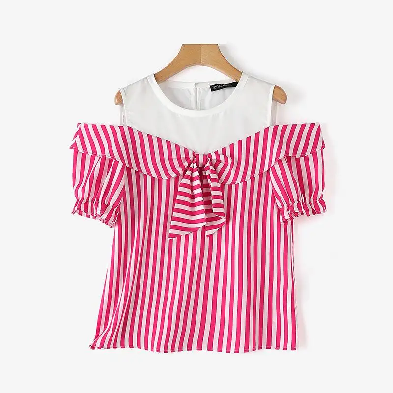 ZANZEA Women Cold Shoulder Blouse Fashion Plaid Stitching Shirt Holiday Summer Bowtie Short Sleeve Tops 2024 Vintage Loose Blusa ZANZEA Women Cold Shoulder Blouse Fashion Plaid Stitching Shirt Holiday Summer Bowtie Short Sleeve Tops 2024 Vintage Loose Blusa