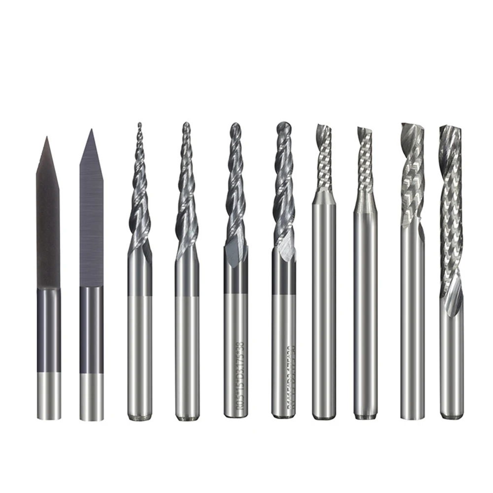 10pcs Carbide End Mill Engraving Bits Set CNC Router Bits 1/8'' Shank Milling Cutter For PCB SMT CNC Mould Wood Processing
10pcs Carbide End Mill Engraving Bits Set CNC Router Bits 1/8'' Shank Milling Cutter For PCB SMT CNC Mould Wood Processing
