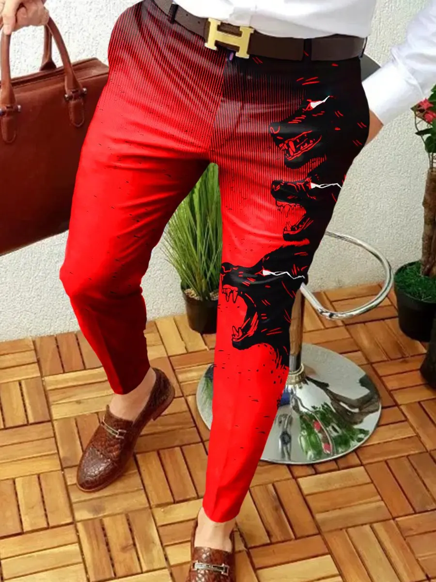 Mens New Streetwear Jogging Wolf Head Printed Pencil Pants Men Business Casual Trouser Vintage Straight Thin Long Pants Techwear
Mens New Streetwear Jogging Wolf Head Printed Pencil Pants Men Business Casual Trouser Vintage Straight Thin Long Pants Techwear