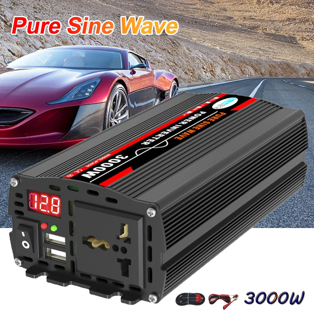 3000W/4000W/6000W Car Power Inverter Pure Sine Wave DC 12V to AC 220V with LED Display Screen 1x Power Socket 2x 4.2A USB Ports
3000W/4000W/6000W Car Power Inverter Pure Sine Wave DC 12V to AC 220V with LED Display Screen 1x Power Socket 2x 4.2A USB Ports