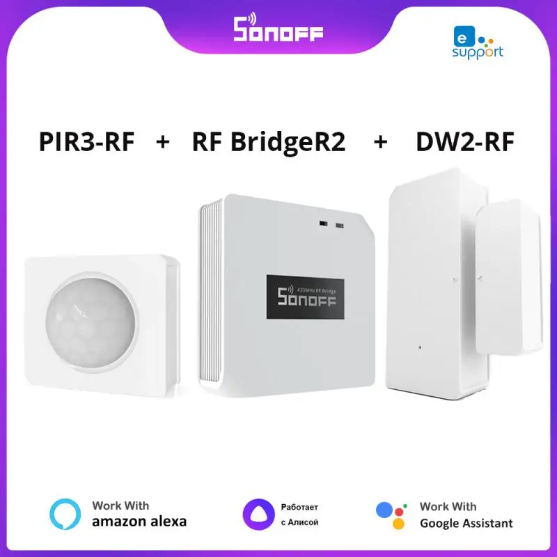 

SONOFF RF Bridge R2 433MHz DW2 Door Window PIR3 Motion Sensor Smart Scene Home Security By eWeLink Google Home Alexa Alice