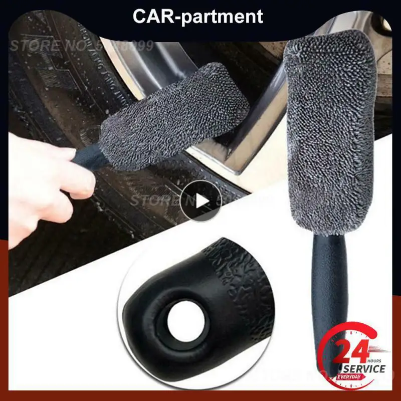 

1PCS Car Wheel Cleaning Brush Tool Tire Washing Clean Soft Bristle Cleaner Black Easy To Cleaning Rims Spokes Wheel Barrel