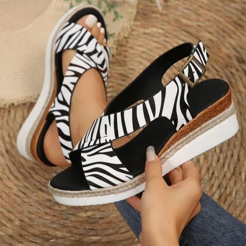 

New Fashion Women's Open Toe Wedge Sandals Summer Lightweight Gladiator Non-Slip Beach Sandals Sandals for Women Plus Size 42 43