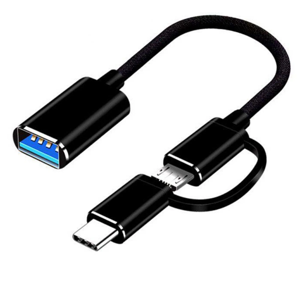 2 in 1 USB 3.0 OTG Adapter Cable Type-C Micro-USB to USB 3.0 Interface Converter for Cellphone Charging Cable Line-Black
2 in 1 USB 3.0 OTG Adapter Cable Type-C Micro-USB to USB 3.0 Interface Converter for Cellphone Charging Cable Line-Black