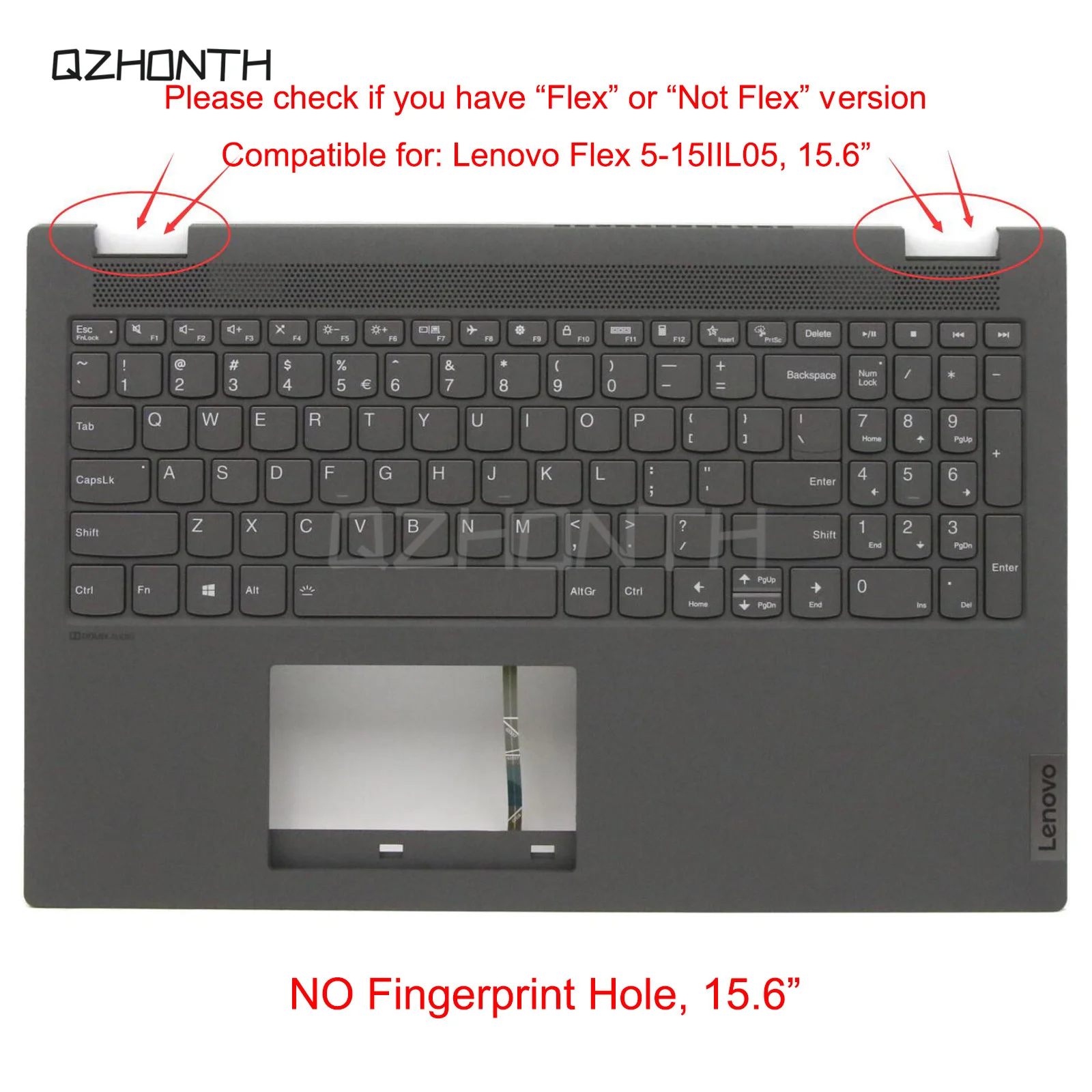 

New For Lenovo Ideapad Flex 5-15 Flex 5-15IIL05 5-15ITL05 Palmrest with Backlit Keyboard (Gray) NO Fingerprint Hole15.6"