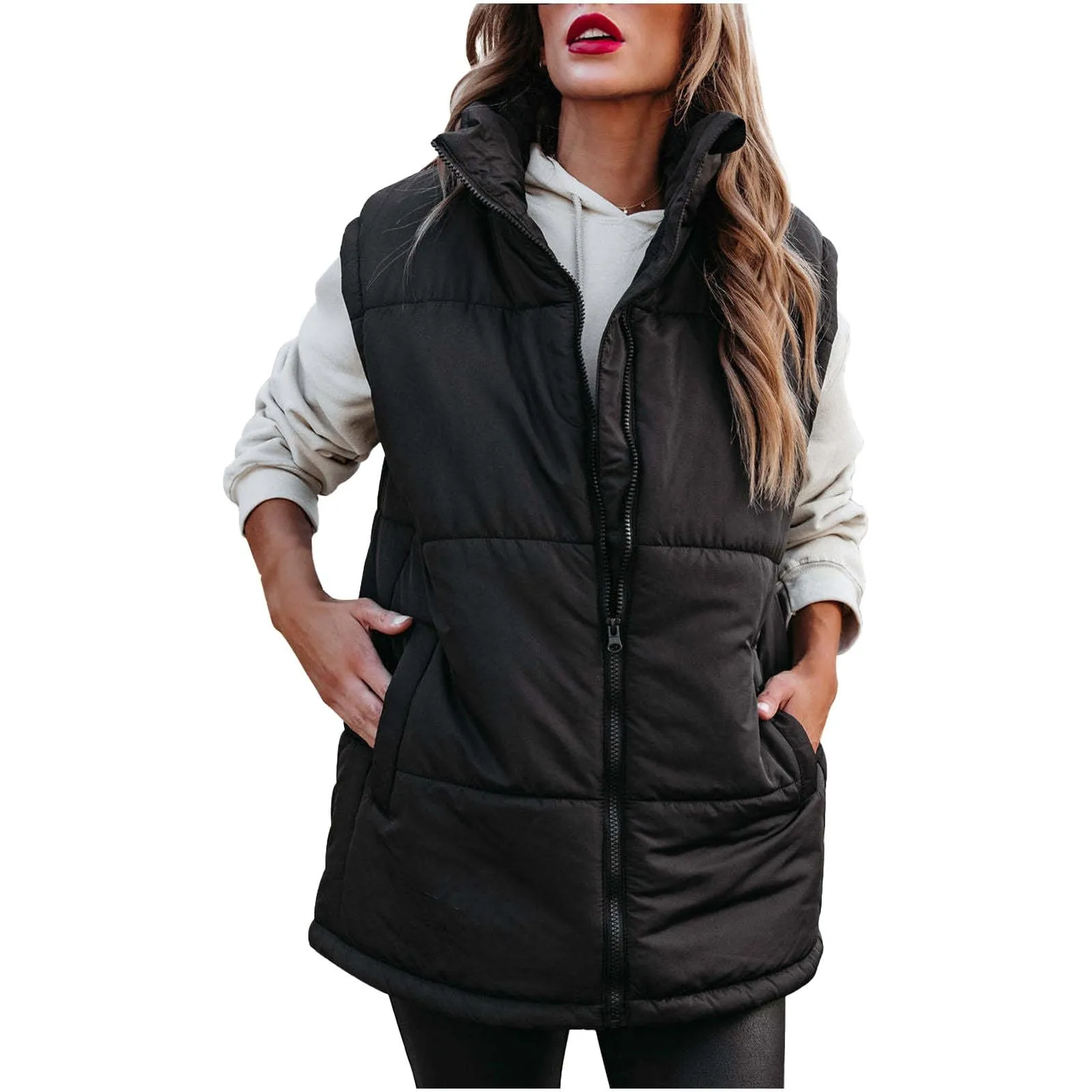 Women Padded Vest Fashion Zip-up Waistcoat Vintage High Neck Sleeveless Female Outerwear Chic Vest Tops Autumn Winter Coat
Women Padded Vest Fashion Zip-up Waistcoat Vintage High Neck Sleeveless Female Outerwear Chic Vest Tops Autumn Winter Coat