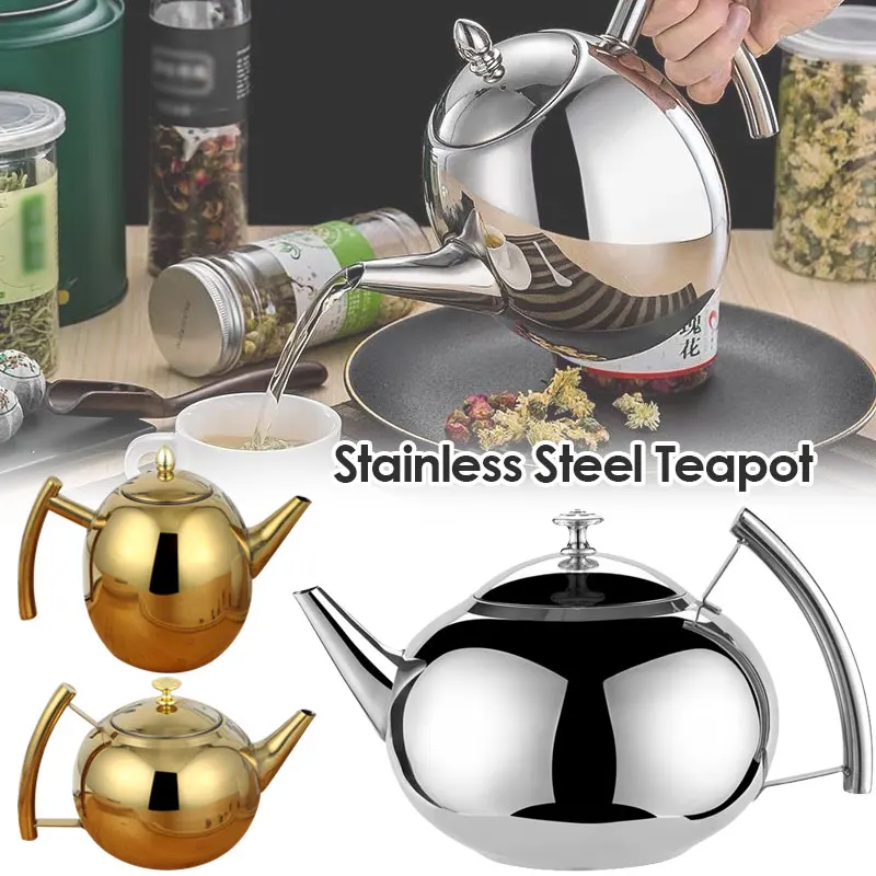 

Thickened Stainless Steel 1-2L Teapot Flower Tea Kettle with Strainer Hotel Restaurant Restaurant Cook Teapot Induction Cooker