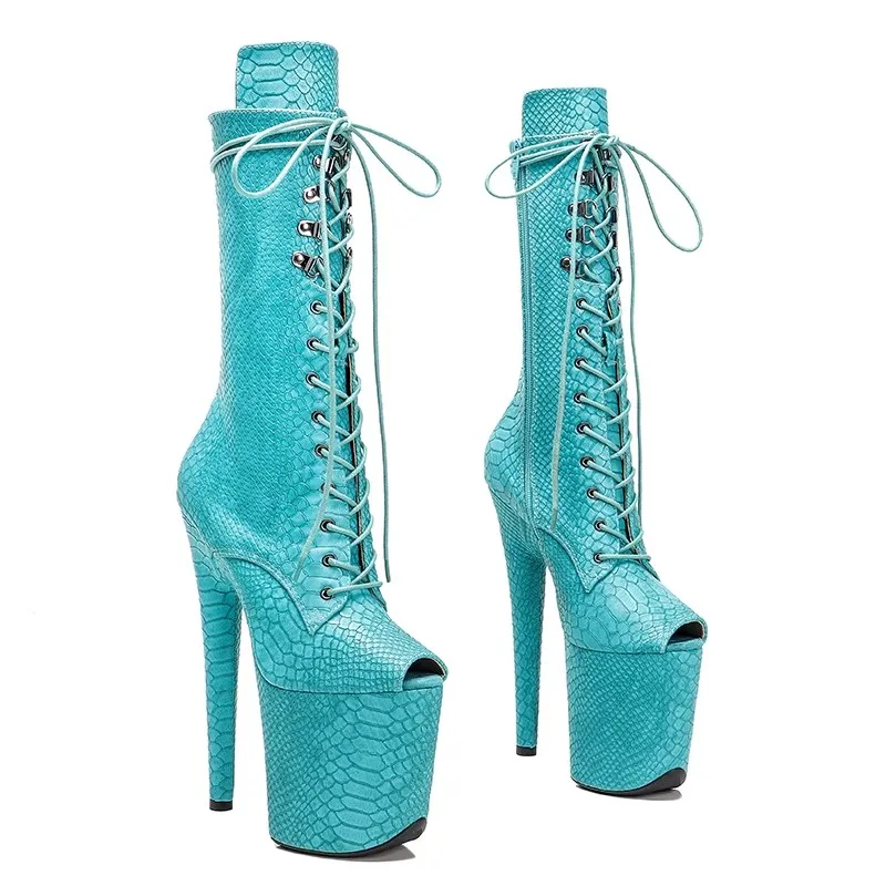 

New Fashion PU Upper Sexy Exotic Pole Dancing Shoes 20CM/8inches High Heel Peep Toe Platform Women's Modern Ankle Boots 054