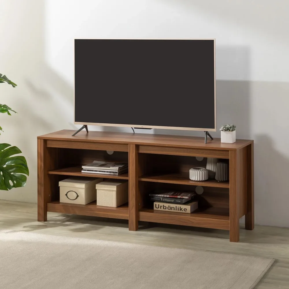 

TV cabinet Open Storage 3-in-1 Panel TVs Stand for up to 65"Charcoal home furniture stand modern TVes stand Shelves,Light Brown