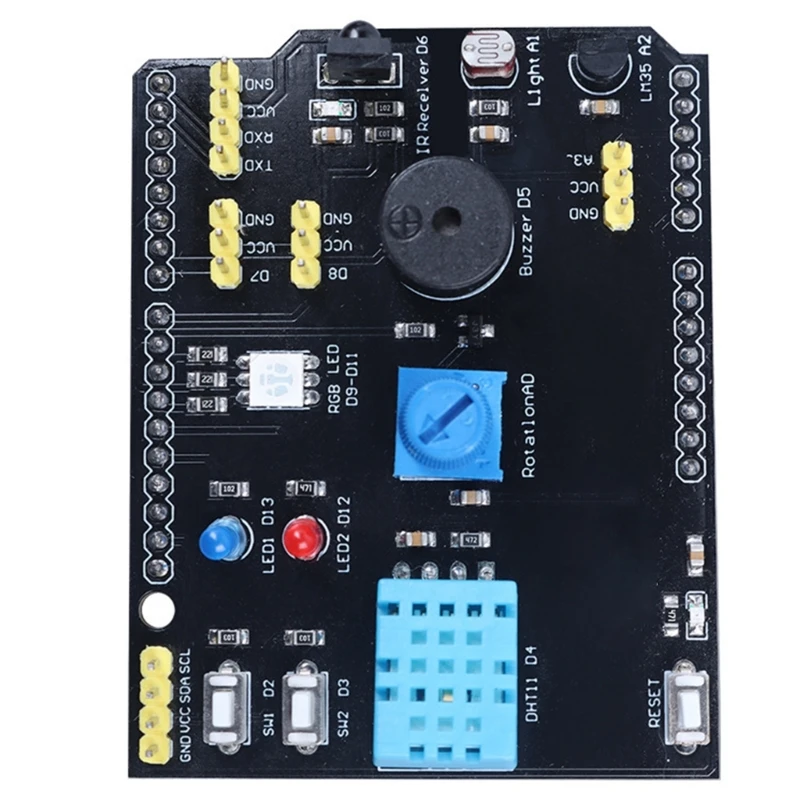 9 in 1 Sensor Board Multifunction Expansion Board DHT11 LM35 Temperature Humidity For R3 RGB LED Receiver Buzzer
9 in 1 Sensor Board Multifunction Expansion Board DHT11 LM35 Temperature Humidity For R3 RGB LED Receiver Buzzer