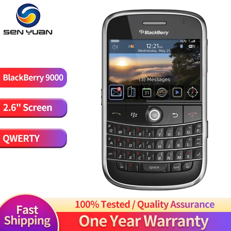 

Unlocked Original BlackBerry Bold 9000 3G Mobile Phone 2.6'' Single Core 2MP 8GB ROM Refurbished-99%New BlackBerryOS CellPhone