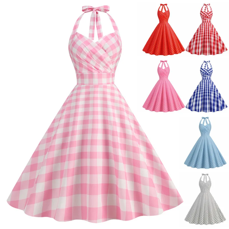 

Fashion Lady summer strapless Dress Polka Dots Swing Dress Flare Dress Audrey Hepburn 1950s 60s Retro Vintage Party Dresses