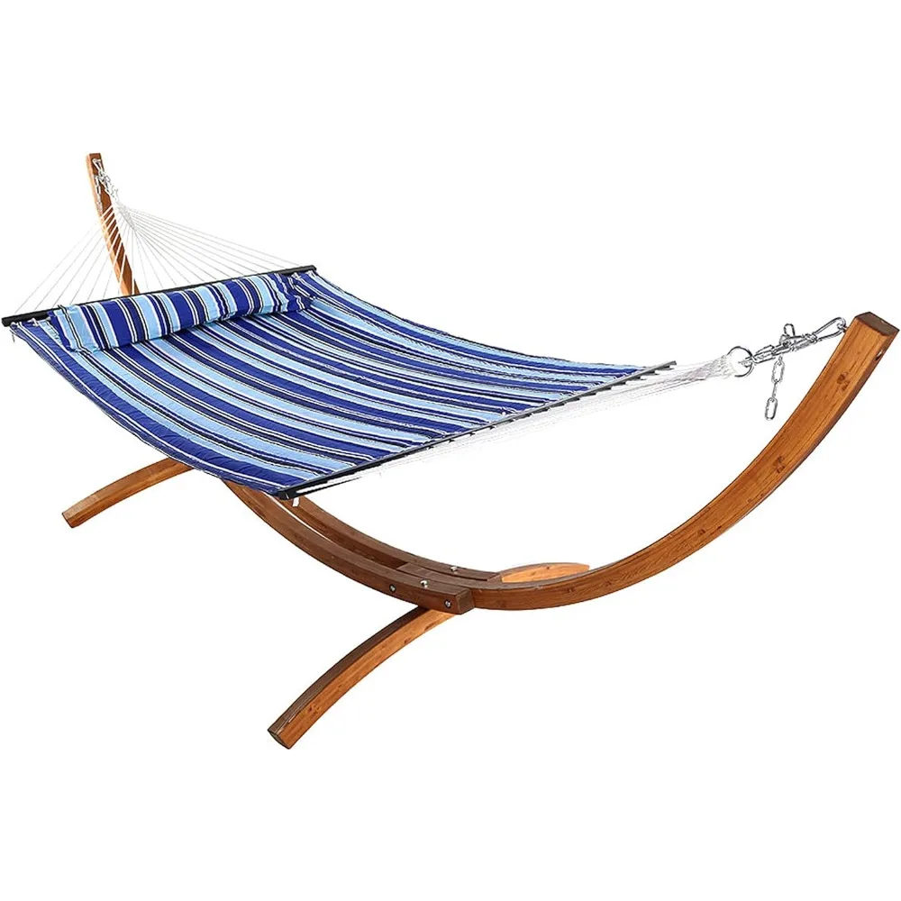 Hammock, Double Quilted Fabric Hammocks with 12-Foot Curved Arc Wood Stand, 400-Pound Capacity, Hammock 
Hammock, Double Quilted Fabric Hammocks with 12-Foot Curved Arc Wood Stand, 400-Pound Capacity, Hammock