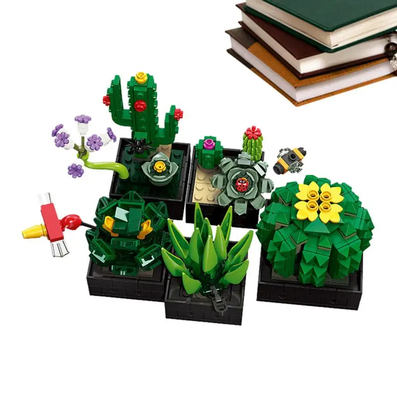 

Succulents Building Sets Mini Bonsai Bricks Block Building Reusable Bonsai Bouquet Building Toy for Bedroom Tables Bookshelves