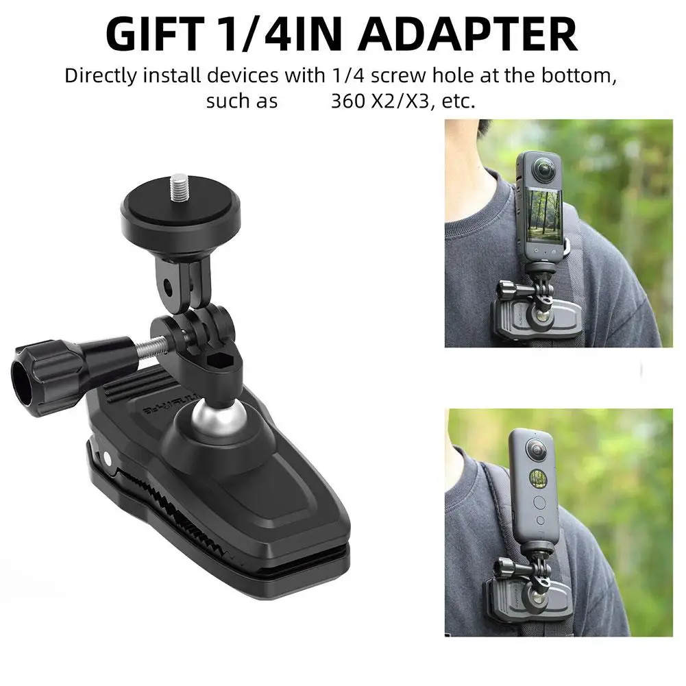 

Зажим для рюкзака для экшн-камеры DJI Action4/Insta360 GO3 универсальное магнитное крепление 360 ° для GoPro12 Спортивная камера рюкзак P3F9
