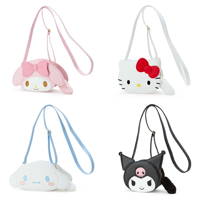 

Hello Kitty Shoulder Bag Sanrio Kawaii Cinnamorolla Kuromi My Melody 3D Modeling Cartoon PU Leather Handbags Women Girls Gift