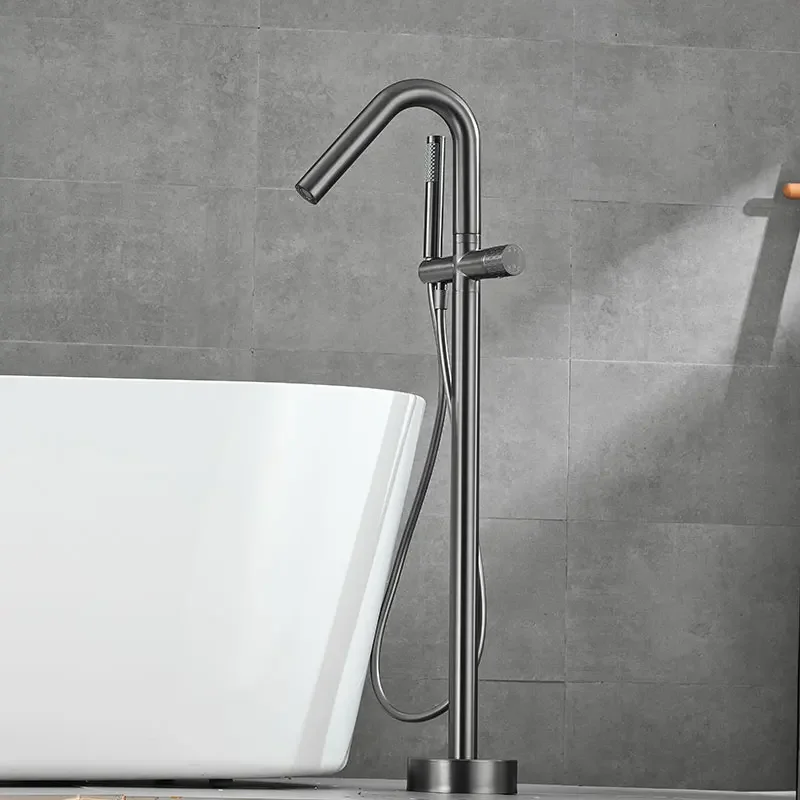 

Gunmetal Floor Stand Bathtub Faucet Brush Gold Bathtub Stand Tap Shower Mixer Brass Shower Gold Floor Bathtub Stand Faucet