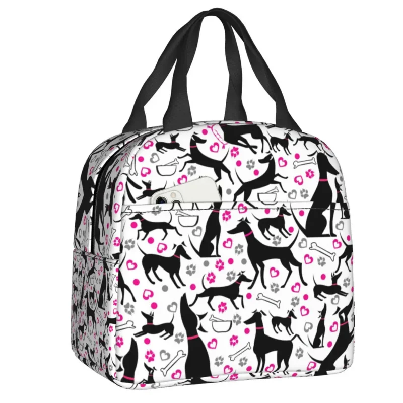 

Greyhound Insulated Bags for Women Leakproof Whippet Hound Dog Cooler Thermal Lunch Box Office Work School