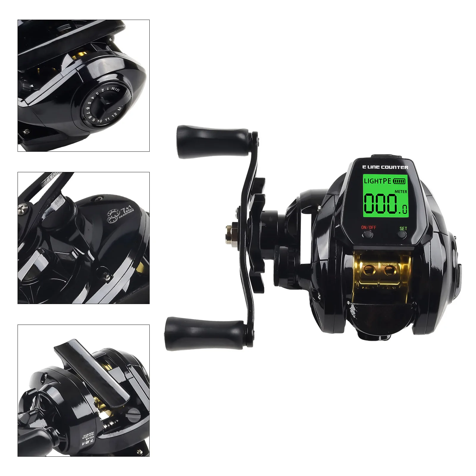 Reel Fishing Reel Baitcasting Reel Black Depth Position Gear Line Counter Ratio Reels 250g / 8.8oz Aluminum Alloy
Reel Fishing Reel Baitcasting Reel Black Depth Position Gear Line Counter Ratio Reels 250g / 8.8oz Aluminum Alloy