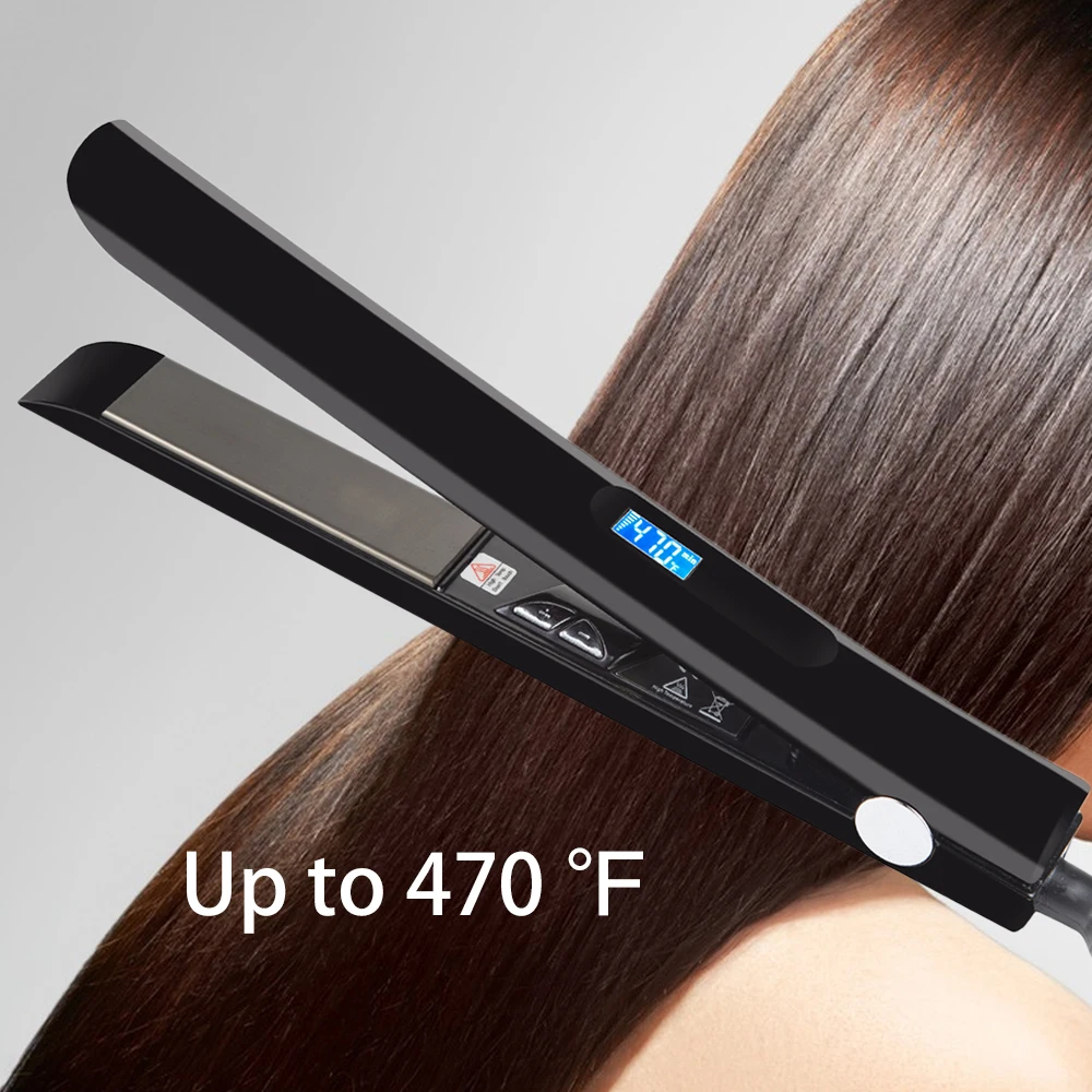 

Professional Hair Straightener Curler 1 inch Titanium Plate 470℉ Keratin Treatment Straightening Irons Fast Heating Flat Iron