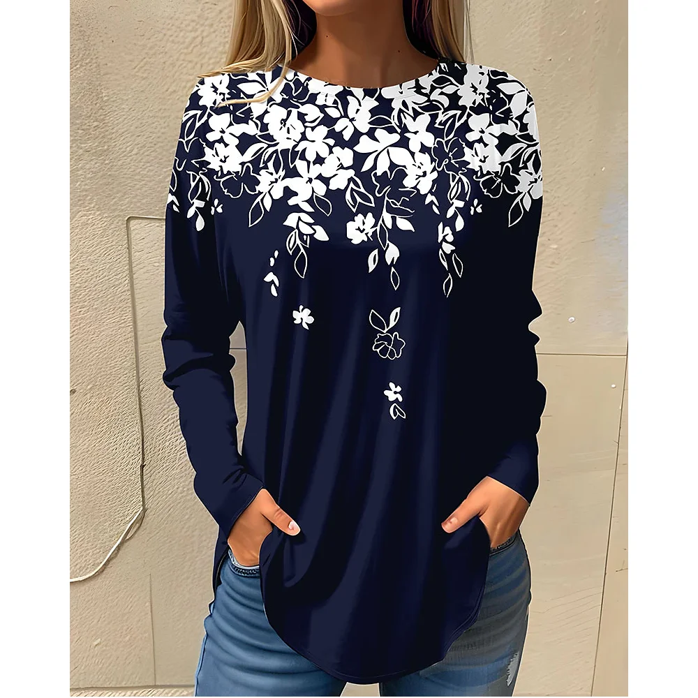 Women's Cotton T-shirt 3D Floral Print For Lady Fashion O Neck Long Sleeve Female Oversized Casual Blouse Basic Daily Sweatshirt
Women's Cotton T-shirt 3D Floral Print For Lady Fashion O Neck Long Sleeve Female Oversized Casual Blouse Basic Daily Sweatshirt