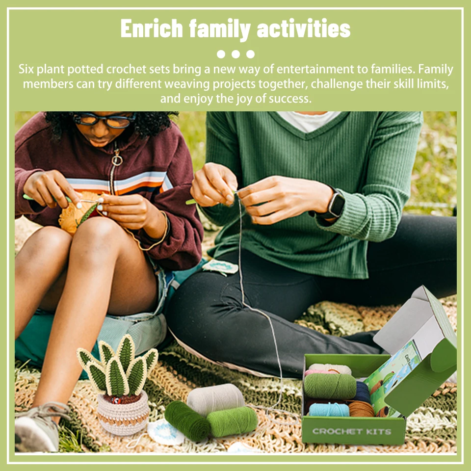 KRABALL 6PCS Succulents Plants Crochet Set With Cotton Yarn Thread And Instruction For Beginners DIY Handmade Craft Accessories KRABALL 6PCS Succulents Plants Crochet Set With Cotton Yarn Thread And Instruction For Beginners DIY Handmade Craft Accessories