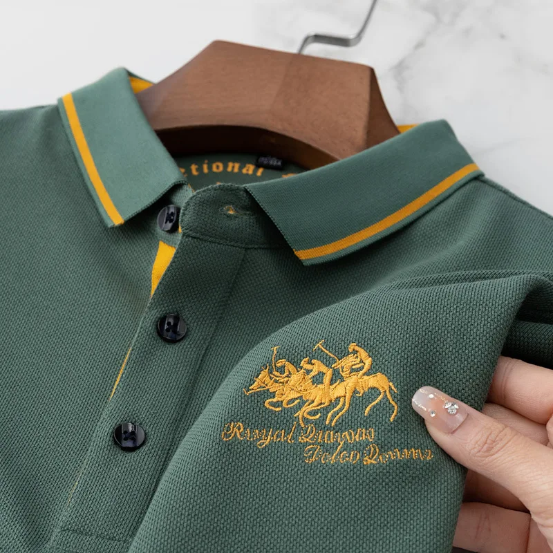 

Polo Shirt 2023 T-shirt Lapel Solid Color Embroidered Quantity Cotton Middle-aged Fashion Men's Short-sleeved Polos for Men Tops