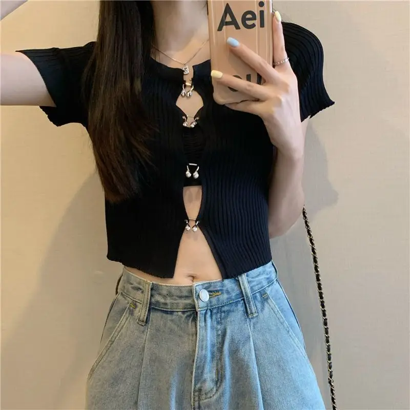 Babes Sexy Cut-out Knit Short Sleeve T-shirt Women's Summer 2023 New Unique Design Cropped T-shirt Top
Babes Sexy Cut-out Knit Short Sleeve T-shirt Women's Summer 2023 New Unique Design Cropped T-shirt Top
