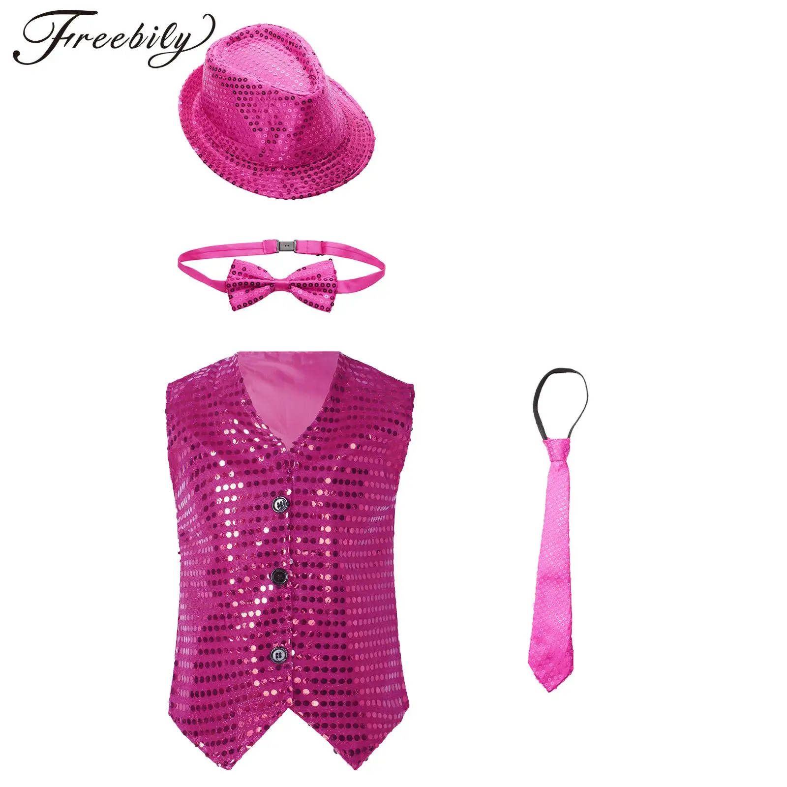 Boy Jazz Tap Dance Stage Performance Outfit Shiny Sequin Vest Waistcoat with Hat Bow Necktie Party Prom Festival Cosplay Costume
Boy Jazz Tap Dance Stage Performance Outfit Shiny Sequin Vest Waistcoat with Hat Bow Necktie Party Prom Festival Cosplay Costume