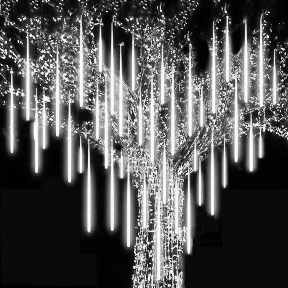 

30CM 8 Tubes 192 LED Meteor Shower Rain Lights Waterproof Drop Icicle Snow Falling Raindrop Cascading Lights for Xmas Holiday