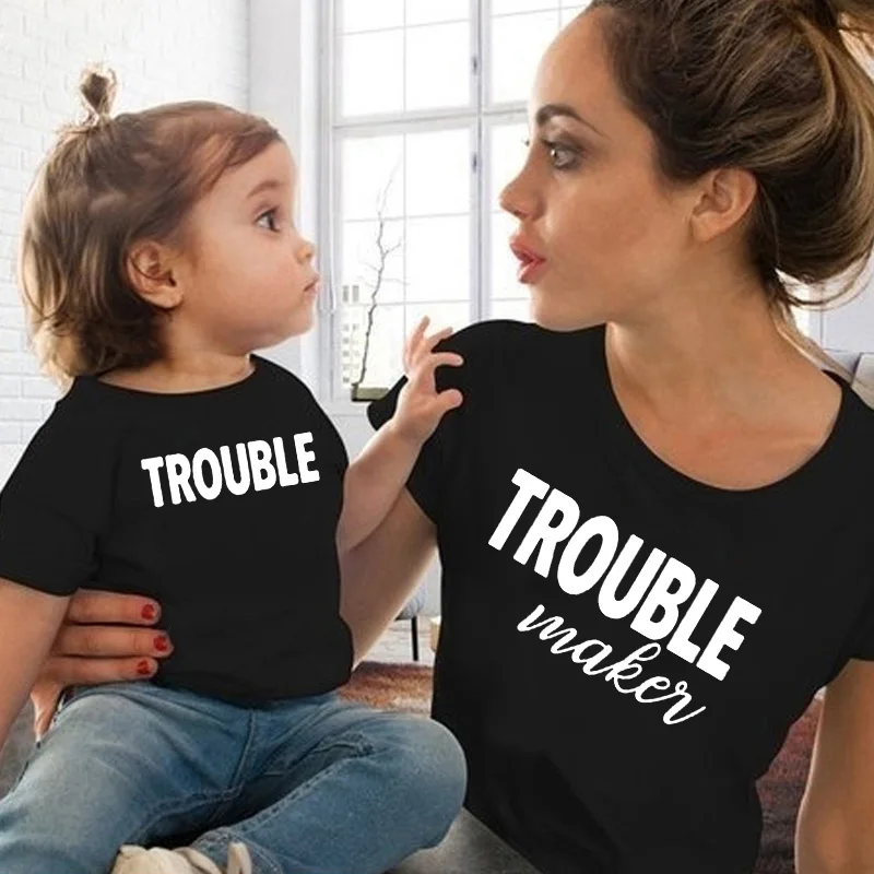 1pcs Trouble Maker Funny Mommy and Daughter T Shirt Mom & Kids Girls Short Sleeve Letters Print Family Matching T-shirt Clothes
1pcs Trouble Maker Funny Mommy and Daughter T Shirt Mom & Kids Girls Short Sleeve Letters Print Family Matching T-shirt Clothes