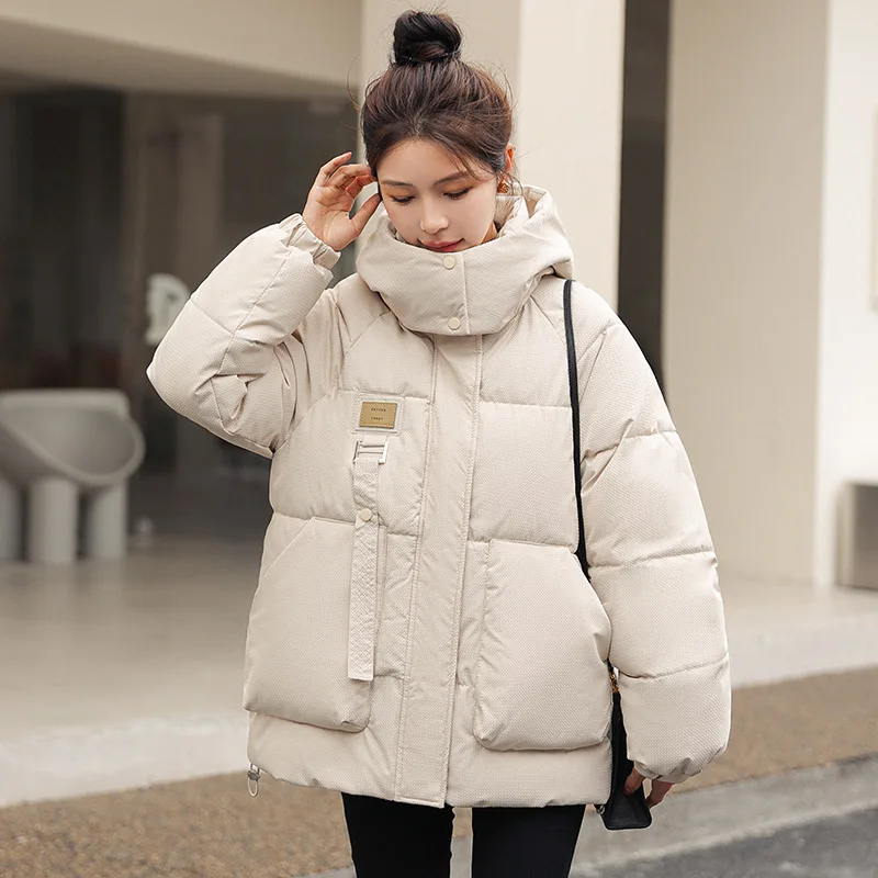 

Women Winter Jacket 2023 New Korean Puffer Style Parker Coat Loose Thickened Coat Cotton Hooded Bread Coat Down Cotton jacket