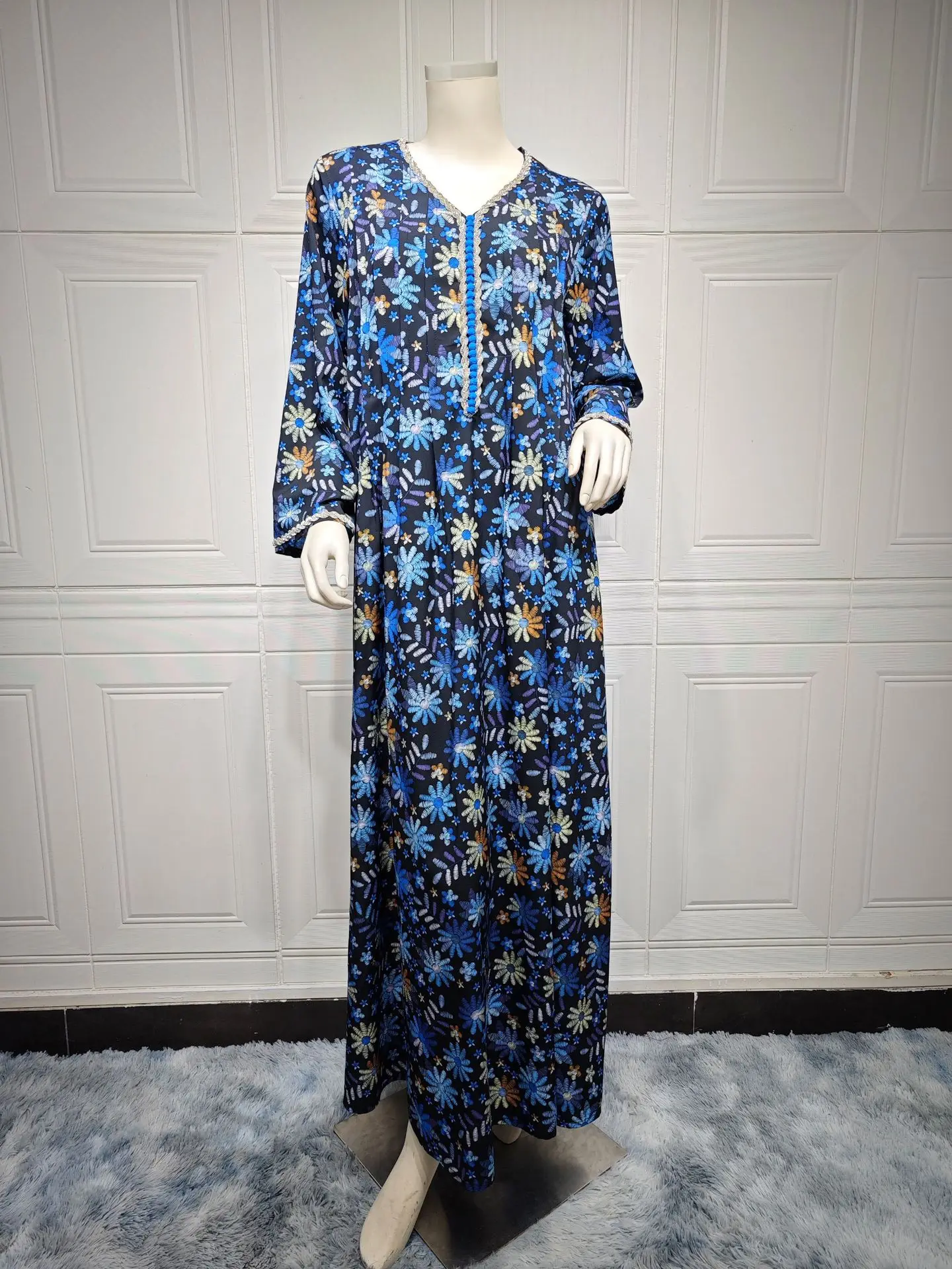 فستان عباية إسلامية للنساء ، مطبوع بالورود ، الماس ، الجلابية ، فساتين حفلات المغرب ، قفطان إسلام فيستدوس ، رداء عربي طويل ، دبي فستان عباية إسلامية للنساء ، مطبوع بالورود ، الماس ، الجلابية ، فساتين حفلات المغرب ، قفطان إسلام فيستدوس ، رداء عربي طويل ، دبي