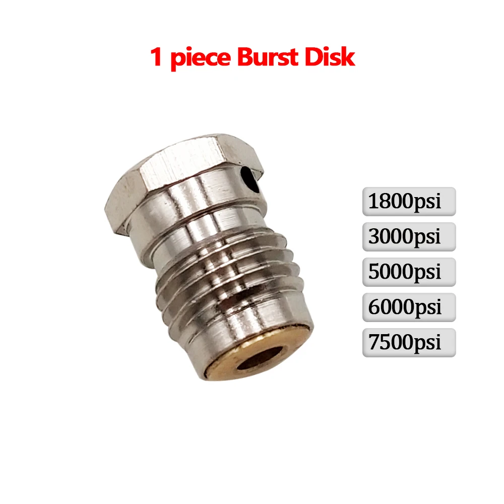 

1 Piece 3/8-24UNF Thread Burst Disks 1.8k 3k 5k 6k 7.5k for Compressed Air Co2 Tank Regulator Valve