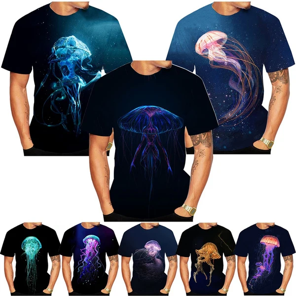 

Tshirt Fashion Unisex 3D Colorful Jellyfish Print Jellyfish Shirts 3D Short Sleeve Jellyfish Print Size XXS-6XL