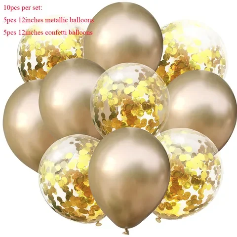 

10pcs/lot Mixed Gold Confetti Balloons Birthday Party Decoration Metallic Balloon Air Ball Birthday Ballon Jungle Party Decor