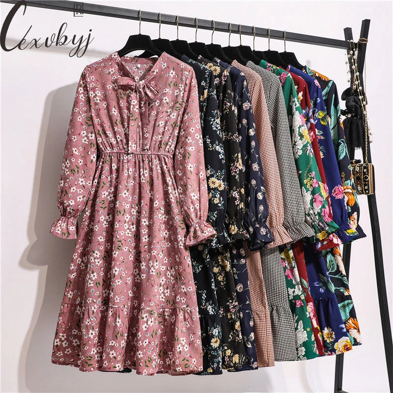 Elegant Women Floral Dress 2023 Spring Summer Bow Collar Print Knee-Length Dress Plus Size Loose Chiffon Pleated Dress S-XL
Elegant Women Floral Dress 2023 Spring Summer Bow Collar Print Knee-Length Dress Plus Size Loose Chiffon Pleated Dress S-XL