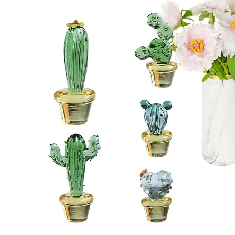 

Murano Glass Cactus Figurines Ornaments Desktop Craft Adornment Creative Car Interior Display Ornaments Cute Miniature Plants