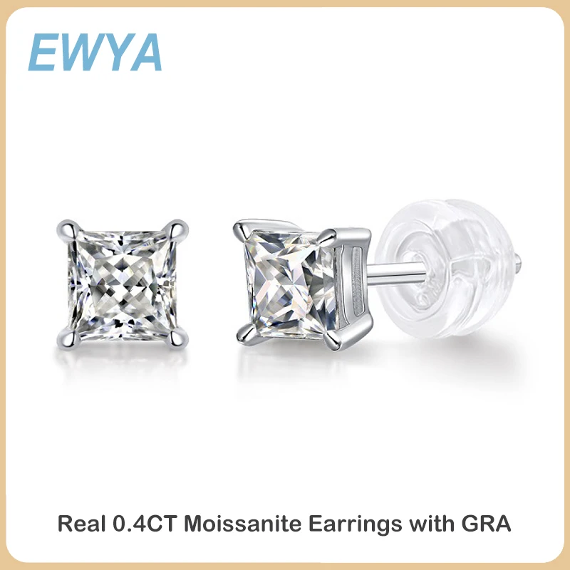 EWYA Real Moissanite Stud Earrings For Women 100% 925 Sterling Silver Classic Princess Cut Diamond Earrings Fine Jewelry Gifts
EWYA Real Moissanite Stud Earrings For Women 100% 925 Sterling Silver Classic Princess Cut Diamond Earrings Fine Jewelry Gifts