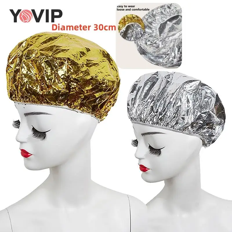 

30cm In Diameter Shower Cap Heat Insulation Aluminum Foil Hat Elastic Bathing Cap For Women Hair Salon Bathroom